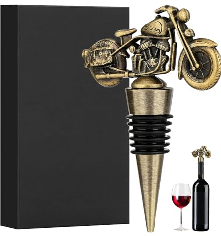 Hengongshen Vinpropp, Gyllene Motorcykel Vinflasklock Presenter till Motorcykelfans, Roliga Vinflaskproppar Vin, Fars dag Gåvor, Motorcykelpresenter