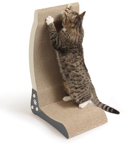 PETWERK® Luna Kratzbrett | Katze | 60cm hoch| L förmig | stabile Kratzpappe für Wand und Ecke | widerstandsfähig und sicher | Kleiner Kratzbaum | Kratzmatte | Möbelschutz | Katzenpflege | Kratzmöbel