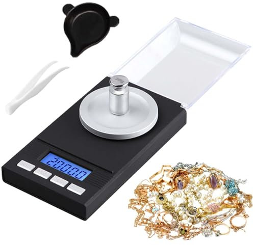 Feinwaage, 50g / 0.001g Milligramm Waage, Mini-Hochpräzise Grammwaage, Digital Briefwaage, Goldwaage, MG Waage, Präzisionswaage, Taschenwaage mit 50g Kalibriergewicht, Pinzetten, Wiegeschale