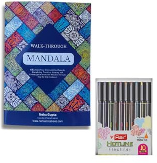 Walk through MANDALA Book with Metal tip multicolor Fineliner| Step-by-step learning & practice mandala | For Adult & kids | Neha Creation
