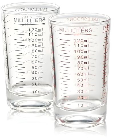 Tasse à Mesurer en Verre,Forreen 2 Pcs 120ML Tasses de MéLange avec Échelle de Précision Transparente Résistant à la Chaleur Verre Doseur de Lait pour MéLange PréCis de Peinture et de Liquide