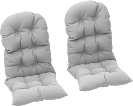 Outsunny Lot de 2 Coussins de Siège pour Chaise Adirondack avec Attaches Sécurisées, Coussin de Chaise Adirondack Design Capitonné, Coussin de Chaise à Aossier Haut Doux et Épais, Gris Clair