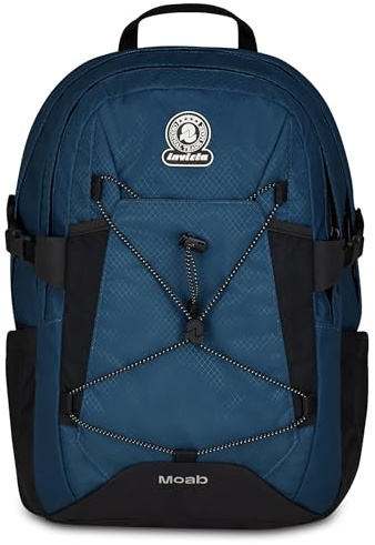 Invicta Moab - Mochila escolar con correas de compresión y compartimento para portátil de hasta 15,6 pulgadas, correa para el pecho, compartimento para botellas, azul, talla única, Casual