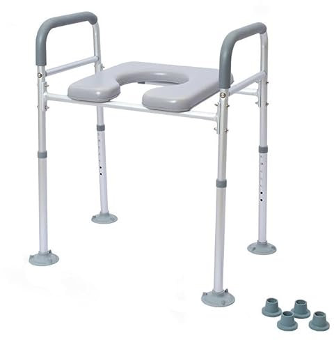 TINMAGI Rehausseur Toilette Adulte, Rehausseur WC Adulte Siège de Toilette Surélevé avec Hauteur Réglable, Chaise Percée pour Les Seniors Personnes Handicapées, Femmes Enceintes, Charge 150 kg