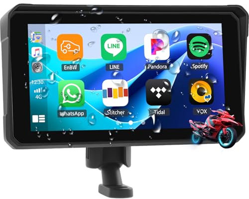 carplay Schermo Portatile Moto con Android Wireless 6 Pollici IP68 Impermeabile GPS CarPlay Compatibile Bluetooth Mirrorlink Siri