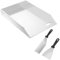 SUBTLETY Garten Grillplatten 4mm Dicke Massive Stahl Grill Blech mit 2 Grillspachtel Universelle Griddleplatte für Gas-& Kohlegrill Plancha Grillschalen für Camping Strand Party (30x20x4cm)
