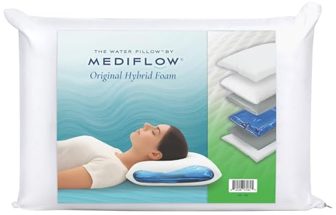 Mediflow Cuscino ad acqua – Schiuma Ibrida, Ortopedico, Regolabile per Sollievo Dolore al Collo (Singolo)
