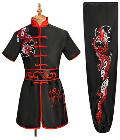 LXHZSY Tai Chi Vêtements Uniforme Traditionnel de Wushu for Hommes et Femmes, Ensemble de vêtements de Kung Fu, Uniforme d'arts Martiaux, Tai Chi(Black Red,170 cm)