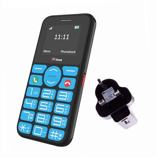 TTfone TT190 Big Button Basic Senior Unlocked Emergency Mobile Phone - Simple Cheapest Phone - GiffGaff with Mains Charger