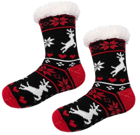 Calze Uomo Donna Invernali, Calze Antiscivolo Calzini A Pantofola, Calzini Termici Caldi Pile, Calze Termiche Natalizie, Calzettoni Morbidi per Casa Regalo Natale Natalizi