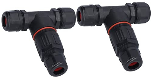 Horett 3-vägs Kopplingsdosa IP68 450V 32A Utomhus T Shape-kontakt (Tre in | Flamskyddande Nylon, Mässing Nickelpläterade Kontakter, Vattentät Sladd, Utomhusstrålkastare, IP68-klassad