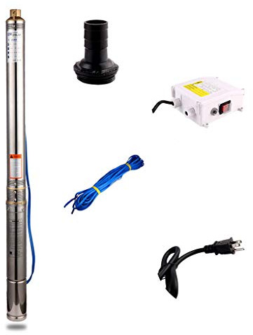 SHYLIYU Submersible Pumps 3 OD Pipe 110V/60Hz 0.75KW 1HP Stainless Steel Deep Well Pump 1 Outlet for Industrial and Home Use