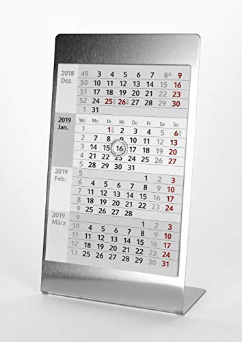 HiCuCo 4-Monats-Tischkalender für 2026 - Aufstellkalender - Edelstahl - TypE5