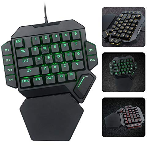 Diyeeni Teclado mecánico de una Mano, Teclado para Juegos RGB, 35 Teclas, Interruptor Azul, Teclado con Cable USB para Gamer PC Pro Gamer