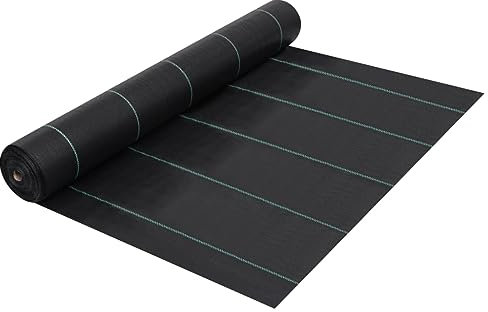 vidaXL Estera de Control de Malezas y Raíces Membrana Jardín Patio Barrera Malla Hierba Abono Cubierta Revestimiento Protección PP Negro 2x150 m