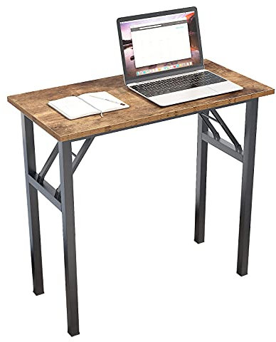 sogesfurniture Schreibtisch klein Klappbar, 80x40cm Klapptisch Computertisch Büromöbel PC Tisch klein Esstisch Arbeitstisch Klappbar für Zuhause, Büro, Picknick, Braun&Schwarz BHEU-AC5FB-8040