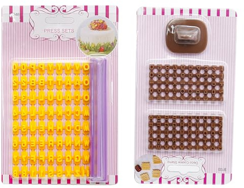 Hoypeyfiy 172 PCS Alphabet Number Symbols Cookie Cutters Set Biscuit Cake Impress Embosser Cutter Stamp Press DIY Embosser Mold for Cake Baking Clay