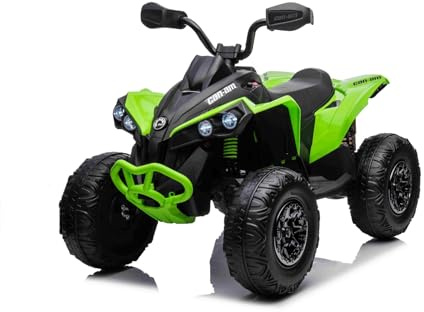 Can-Am Renegade Quad Eléctrico para Niños, Verde, monoplaza, suspensión Delantera y Trasera, batería de 12 V, 2 Motores de 35 W, Ruedas Blandas de EVA, Reproductor MP3 con Entrada USB/AUX, Licencia