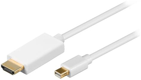 Visiodirect Câble Adaptateur Mini Display Port Male vers HDMI Male Câble Mini DP Thunderbolt à HDMI Blanc