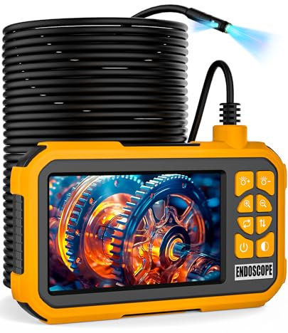 Maylatte Endoskopkamera mit Licht 50m, 4.5-Zoll-IPS-Bildschirm Dual Lens Rohrkamera, 1080P 7.9mm Inspektionskamera, IP67 wasserdichte Industrie Endoskop Kanalkamera mit 8+1 LED-Leuchten