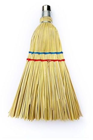 Balai en paille avec manche en bois sans manche à suspendre - Longueur : 28 cm - Largeur : 14 cm