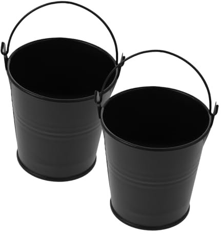 ibasenice Secchio Per Grasso in Metallo Riutilizzabile 2 Pezzi Per Barbecue, Secchio Raccogli Olio Da Griglia Compatto, Per Picnic e Cucina All'aperto