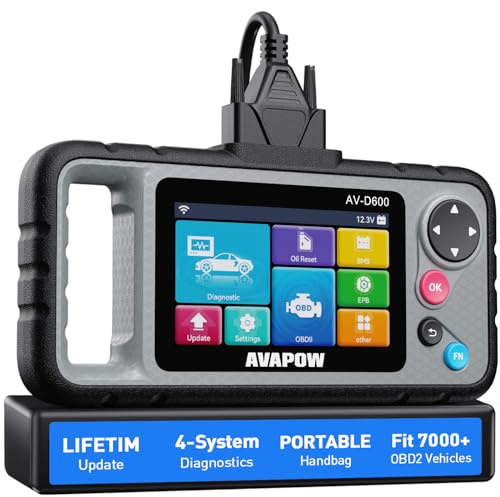 AVAPOW AV-D600 4 Systems OBD2 Scanner Engine/Transmission/SRS/ABS Diagnostic Tool, Oil Reset/EPB Reset/Battery Match, Car Code Reader with Auto VIN, WiFi Lifetime Update, Compatible with 7000+ Cars