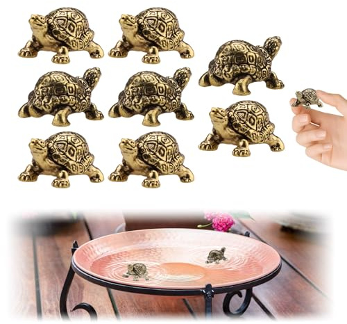 Lot de 8 mini disques en cuivre tortue en laiton pour décoration de bain d'oiseaux, poids de 22,7 g, disque de purification pour bain d'oiseaux en cuivre, petit disque de bain d'oiseaux nettoyant pour