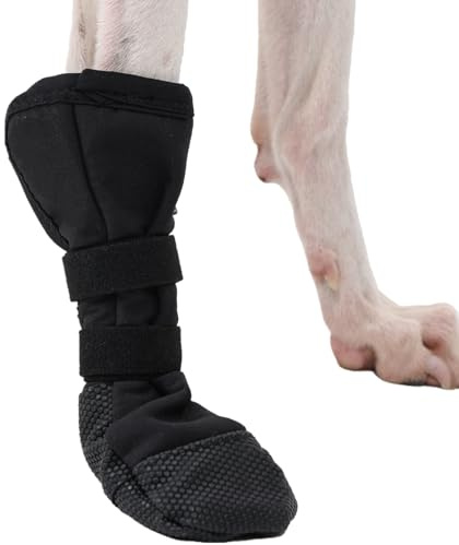 UIQELYS Bota para perro para lesiones de patas y protección de heridas — Zapato repelente al agua y transpirable para vendajes, suela antideslizante, ideal para perros (bota individual) (negro, L)
