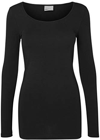 VERO MODA Women's VMMAXI My LS Soft Long U-Neck NOOS Long Sleeve Top, Black, XXL