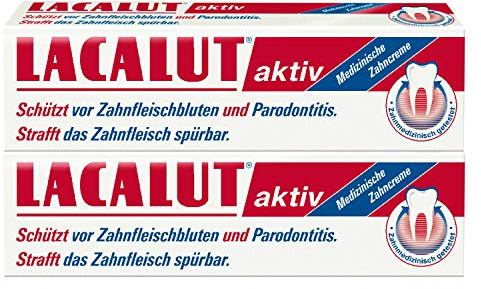 LACALUT AKTIV ZAHNCREME, 100ml Zahnpasta, sofort spürbare Straffung und Festigung des Zahnfleischs, effektive Zahnpflege & Zahnfleischpflege, 2 x 100ml