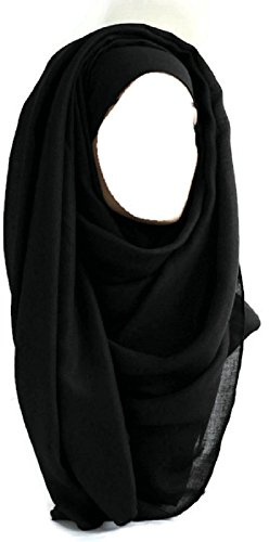 Shoes Lane Ladies Fashion Big Large Maxi Long Wide Plain Viscose Scarf Hijab Shawl Wrap Sarong (Black)