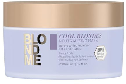 Schwarzkopf Professional BLONDME Cool Blondes Neutralisierende Haarmaske Gegen Gelbtöne Haarpflege Für Gefärbtes Aufgehelltes Blondiertes Haar Samtblüten Erfrischend Weichmachend 200 ml