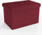 INTIRILIFE Faltbare Sitzbank 49x30x30 cm in Granat ROT - Sitzwürfel mit Deckel und Stauraum aus Stoff mit Mulden - Sitzcube Fußablage klappbare Aufbewahrungsbox Truhe Sitzhocker