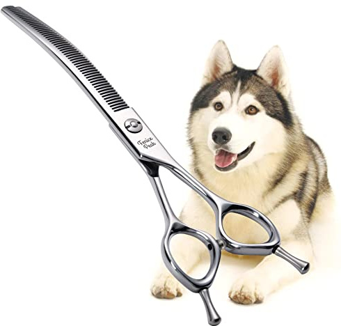 Fenice Peak Dog Grooming Shears Curved Thinning Scissors for Dogs and Cats Face Body Trimming Shears 440C 7''