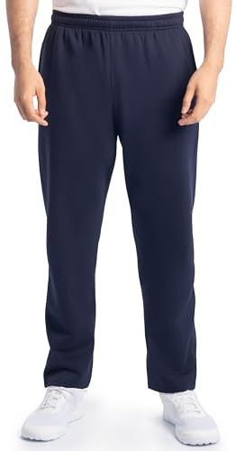 Fruit of the Loom Men's Eversoft Fleece Open Bottom Sweatpants with Pockets, Relaxed Fit, Moisture Wicking, Breathable, Navy, Medium