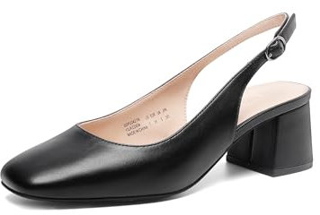 DREAM PAIRS Women's Low Chunky Heels Slingback Square Toe Block Dress Shoes Closed Toe Comfortable Wedding Work Pumps,Size 9,Black,SDPU2427W