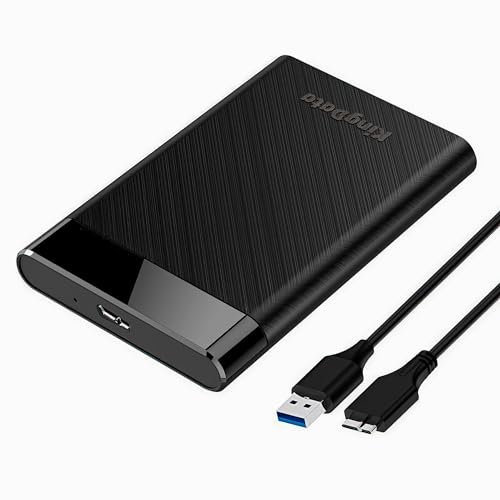 KingData SSD HDD Hard Drive Enclosure 2.5 inch SATA III USB 3.0 5Gbps Caddy Case External Reader Laptop Fast Data Trasfer UASP Cable Included Tool-Free LED Indicator Black