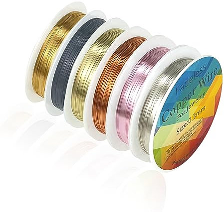 6 Rollen DIY schmuck draht 0.3mm,Kupfer Handwerk Schmuck Draht,Basteldraht,für DIY Perlen Ringe Armbänder Schmuckherstellung，Schmuckherstellung und Handwerk(6 Farben)