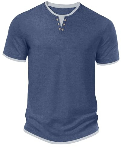 Hisir Camiseta de Verano para Hombre, Manga Corta, Cuello Redondo, Estilo Casual, Clásica, con Bloques de Color