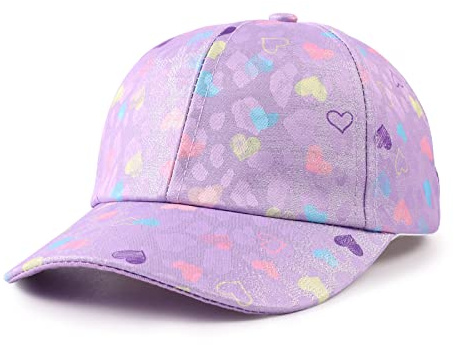 MniJiza Toddler Girls Baseball Cap Adjustable Kids Trucker Hats Girl Sun Hat for Spring Summer (4-8Y, Purple Heart)