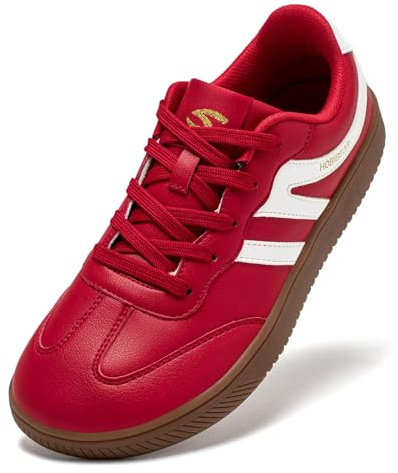 HOBIBEAR Womens Mens Barefoot Wide Minimalist Shoes Comfortable Fashion Sneakers(Red, UK 6.5)