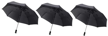 SuperGift.com Standard Umbrella, Black Wind-Resistant Canopy with Manual Open, Lightweight Everyday Rain Umbrella (3)