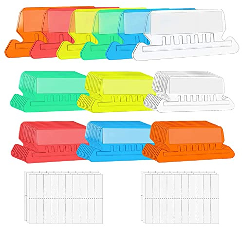 Hipzeepo 60 Pcs 2 Inch Hanging Folder Tabs and 120 Grids Inserts for Quick Identification of Hanging Files Hanging File Inserts