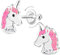 La Rosa Princesa Pendientes de unicornio para niños, plata de ley 925, cierre de rosca y cristal, Plata, Crystal