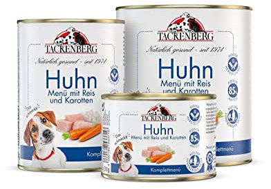 TACKENBERG Hühnchen mit Langkornreis & Karotten Nassfutter Dose für Hunde - Hundefutter in Premiumqualität - 6 x 400 g