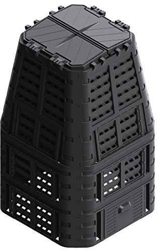 vidaXL Compostador de Jardín Contenedor Convertidor Cubo Cocina Parque Aire Libre Vivero Casero Balcón Macetero Almacenamiento Negro