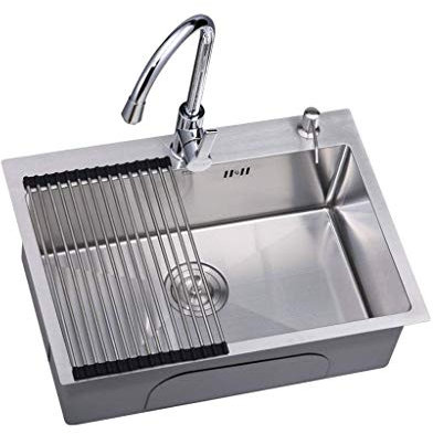 MHBGX Basin 550Mm X 450Mm Kitchen Sink Counter Top 1 Bowl Basin Drain Set 304 Stainless Steel