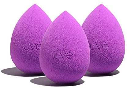 UVé Beauty Sponge Makeup Blender 3 Pack - Violet Makeup Sponges for Blending Foundations, Powders & Creams - Concealer Applicator Offers Full Coverage Vegan & Cruelty-Free Stays Clean Longer