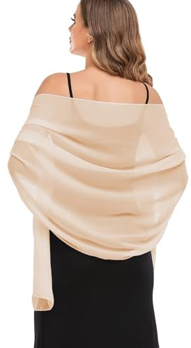 Pukguro Shawls and Wraps for Evening Dresses Womens Formal Lightweight Shawl Scarf Summer Sheer Chiffon Wrap Champagne 79 * 18''